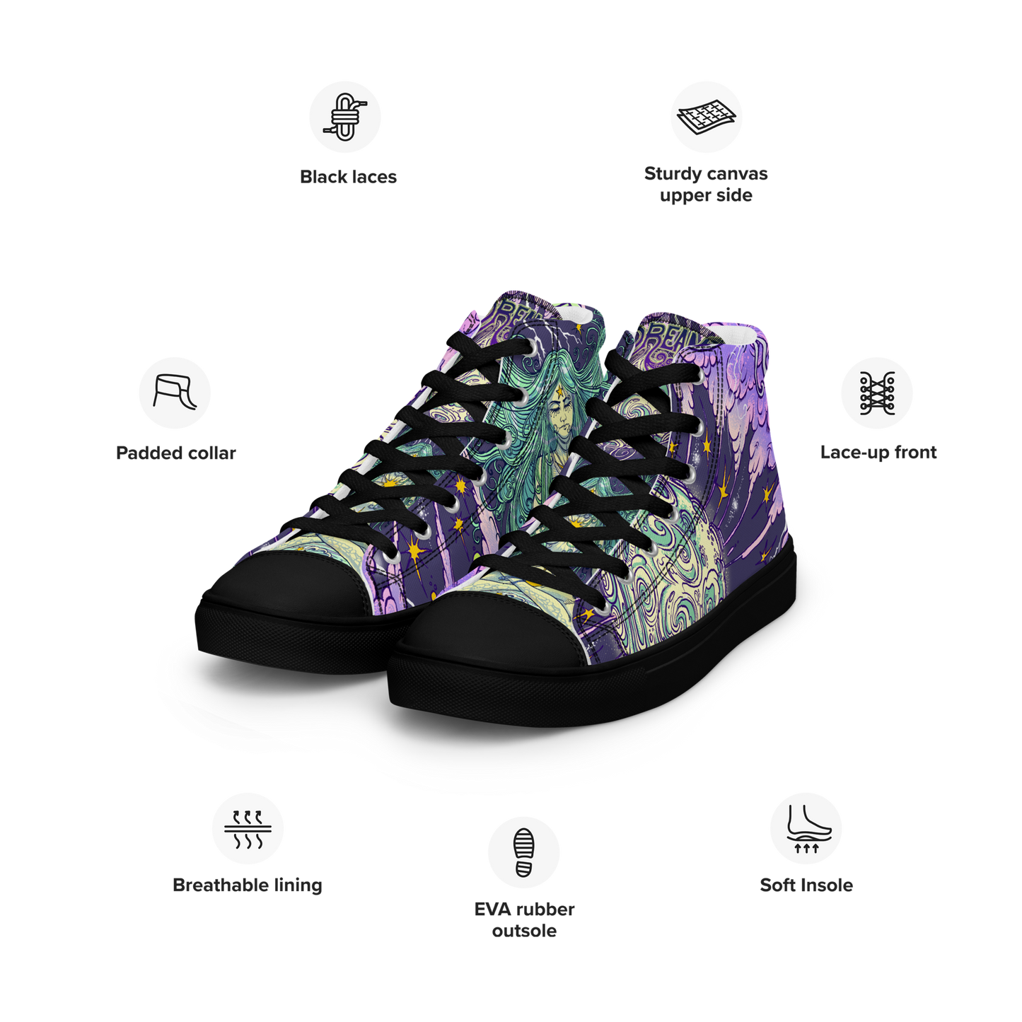 Dream Women’s high top canvas shoes (Purple)