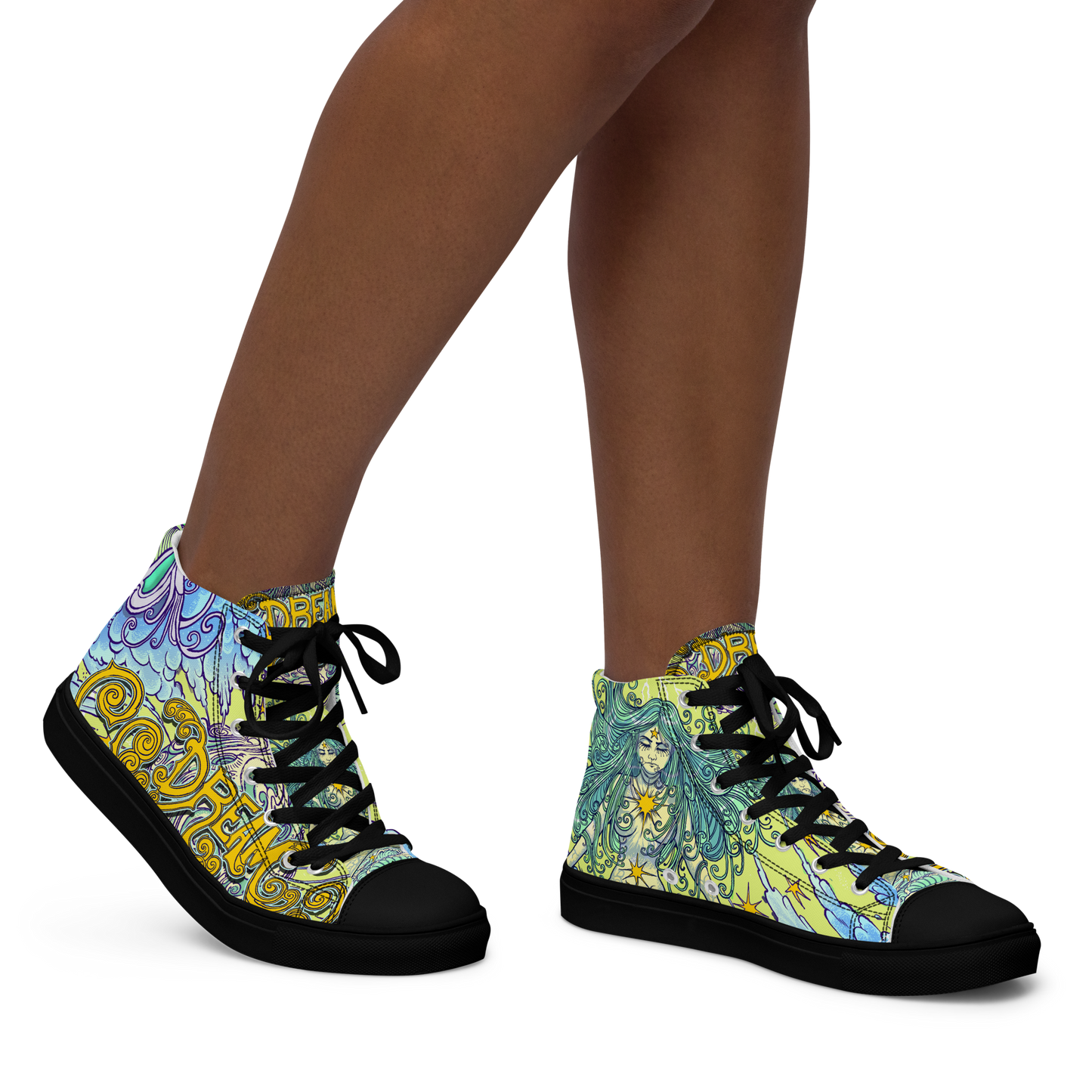 Dream Women’s high top canvas shoes (Yellow)