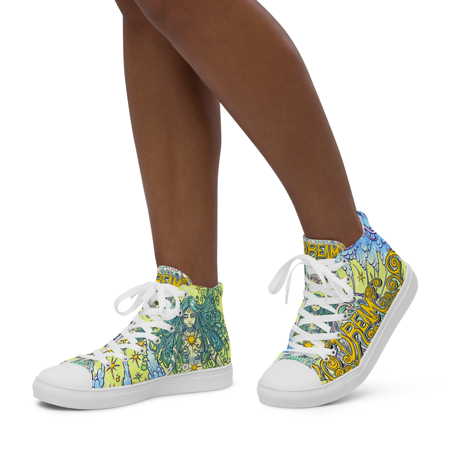 Dream Women’s high top canvas shoes (Yellow)